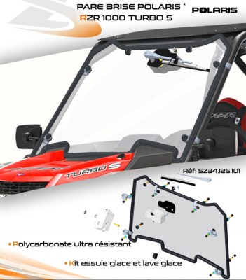 Pare Brise Poly+ Essuie Glace 180°+ Lave Glace RZR 1000 Turbo